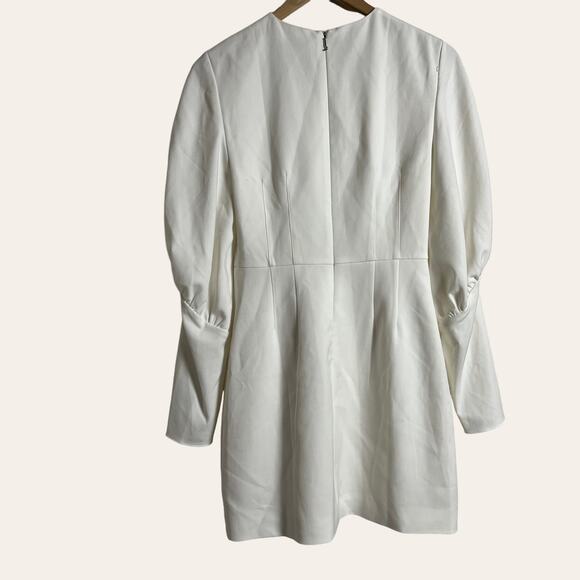 Tibi Florence White Long Puff Sleeve Mini Dress Size 2 - Picture 9 of 13